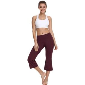 Baleaf Burgundy Flare Capri Leggings